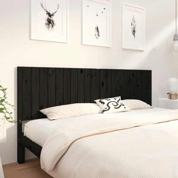 Berkfield Bed Headboard Black 205.5x4x100 cm Solid Wood Pine