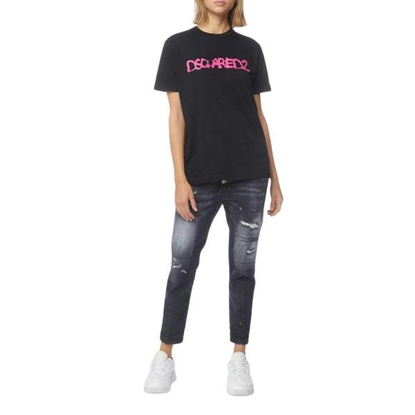 DSQUARED2 Graffiti Spray Logo Black  T-Shirt XS