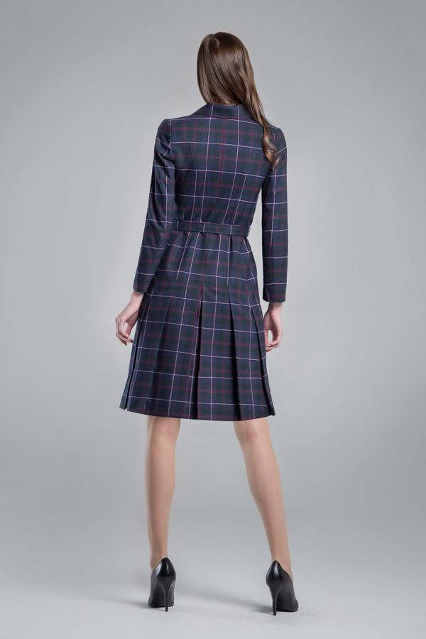 Rumour London Annabel tartan double-breasted dress with pleated back