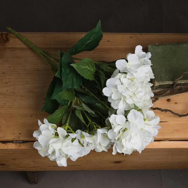 Wyld Haus Set of 3 Artificial Flowers White Hydrangea Bouquets