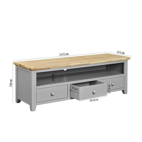Statement Furniture Florence Large Wooden TV Stand with 3 Drawers and Shelf