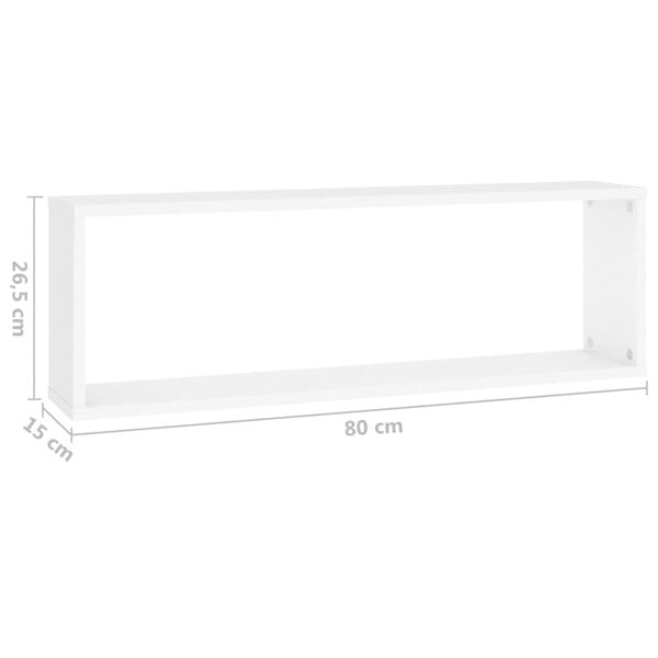 Berkfield Wall Cube Shelf 2 pcs White 80x15x26.5 cm Engineered Wood