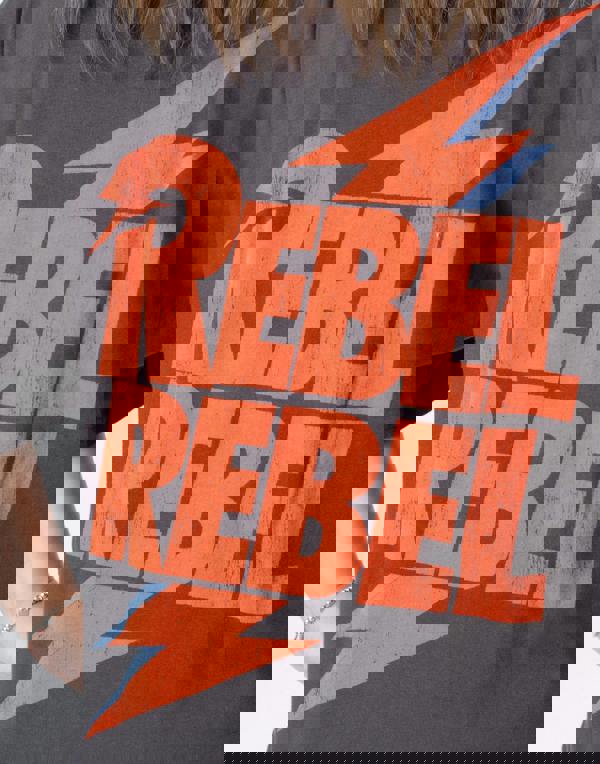 David Bowie Womens Grey Logo Oversized Short Sleeved T-Shirt