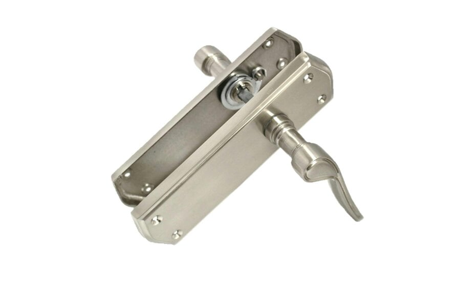 EDH Door Hardware Satin Nickel Internal Door Handles with Long Back Plate - Stellar Design (1 Pair of Handles + Tubular Latch)