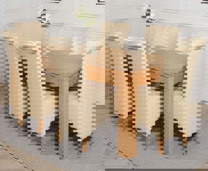 That's Furniture Dakota Large Oak Dining Table with Montana Leather Chairs