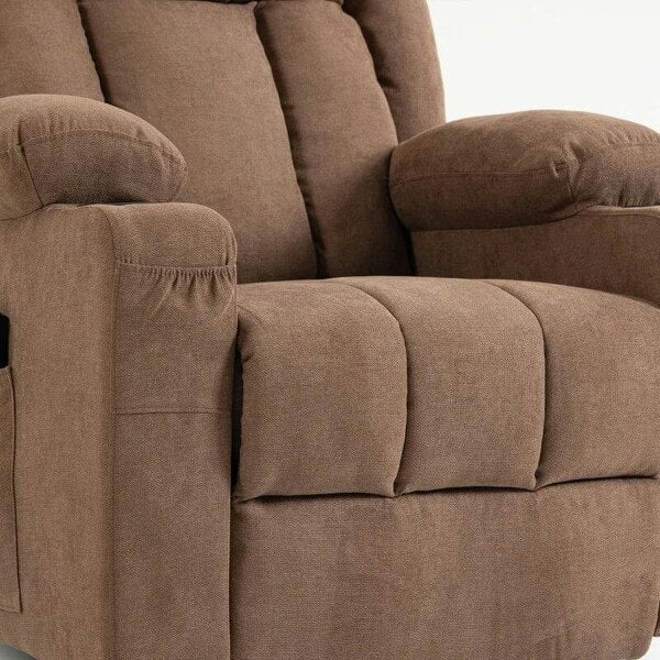 Dual Motor Recliner Chair, 55° Electric Lift Chair for Elderly, Recliner Armchair with Massage and Heat, Brown