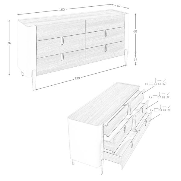 Angel Cerdá Chest of drawers beige wood, golden polished steel and walnut top 7185