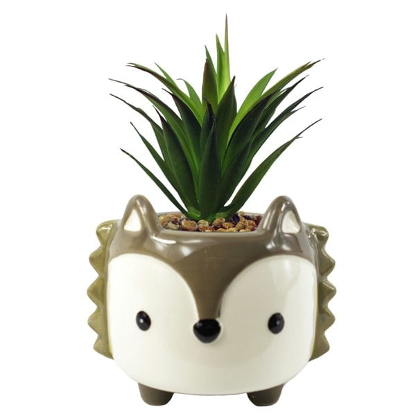 Leaf 10cm Ceramic Grey Fox Planter