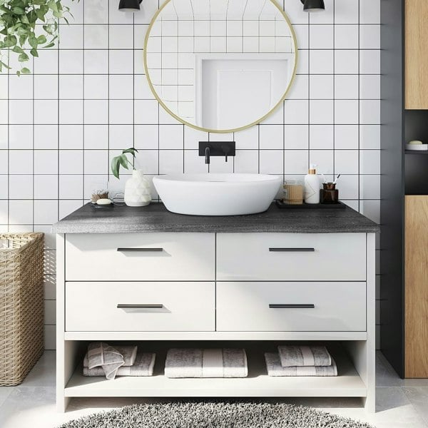Berkfield Bathroom Countertop Dark Grey 100x50x4 cm Treated Solid Wood
