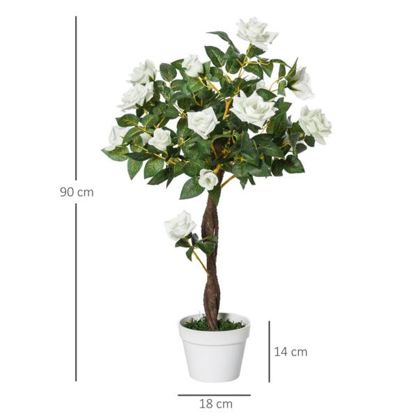 Dyzi 90cm Artificial Rose Tree 21 Flowers Potted Decorative Plant