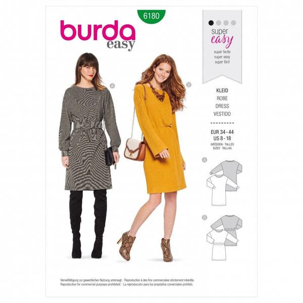 Burda Sewing Pattern 6180 Dresses For Women, 34 to 44 - Easy