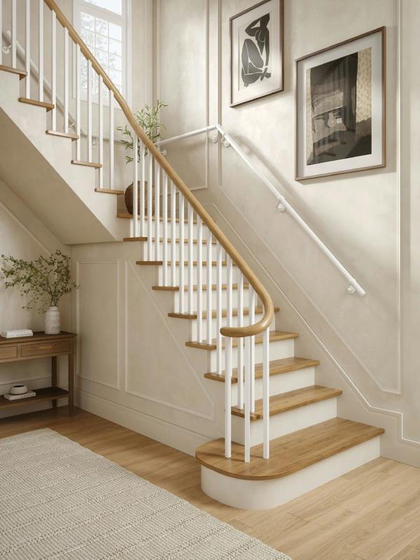 Handrails Direct Edstone Matt White Quarter Landing Handrail