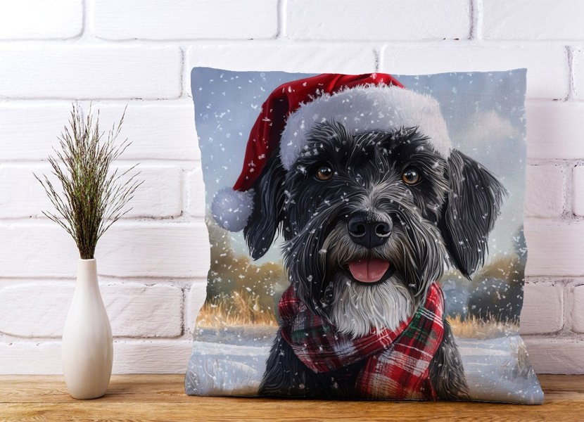 Warren Reed Snowy Christmas Giant Schnauzer Cushion