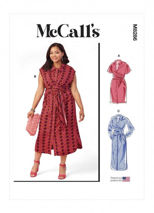 McCalls 8286 Paper Sewing Pattern – Women's Dress, Size 26W-32W, Intermediate
