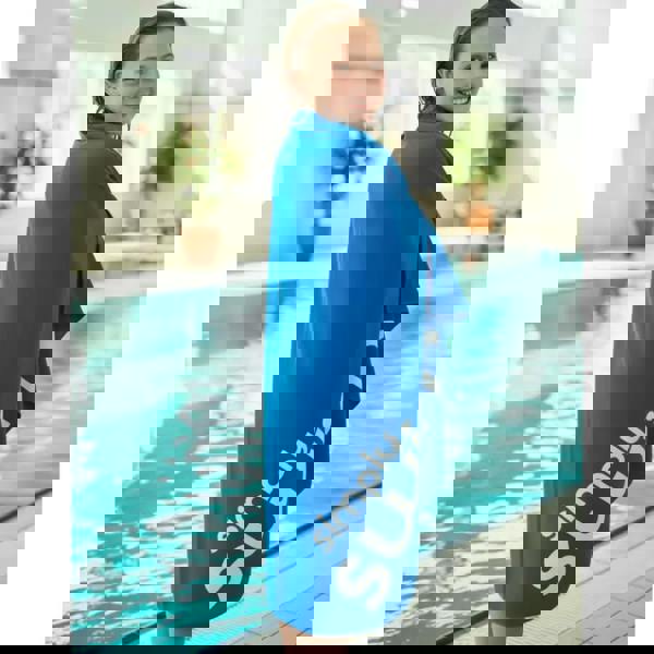 Simply Swim Large microfibre towel in royal blue with absorbent pool design