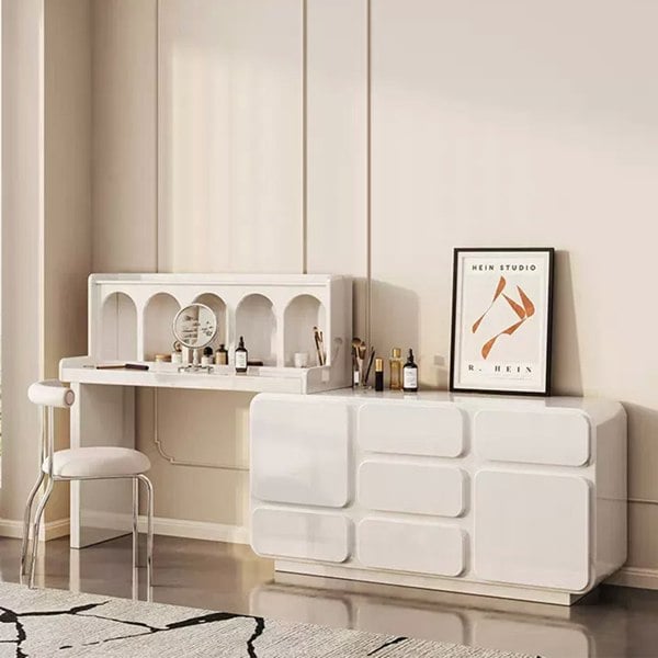 Qwincy Dressing Table With Sideboard, Black, Cream-Weilai Concept-Weilai Concept