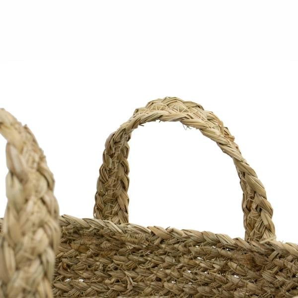 JVL Palma Natural Round Woven Storage Basket for Home Organisation, Brown