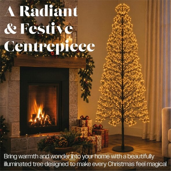 Scotts of Stow Xmas Haus Pre Lit Firework Tree with Copper Gold Micro LEDs and Timer