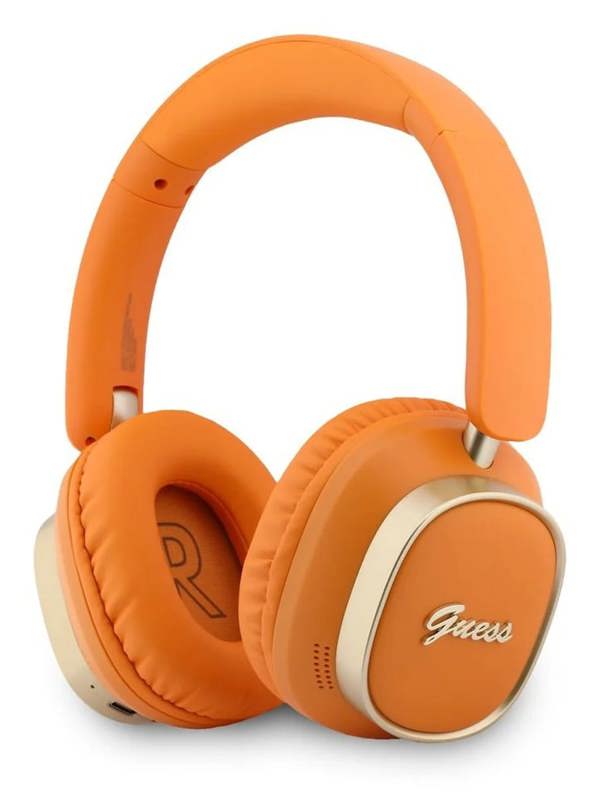 Guess Rectangle Metal Script Logo ENC On Ear Wireless Headphone Orange - GUBHV28HGCSMO