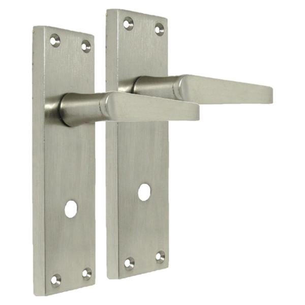 EDH Door Hardware Victorian Straight Satin Nickel Interior Bathroom Door Handles