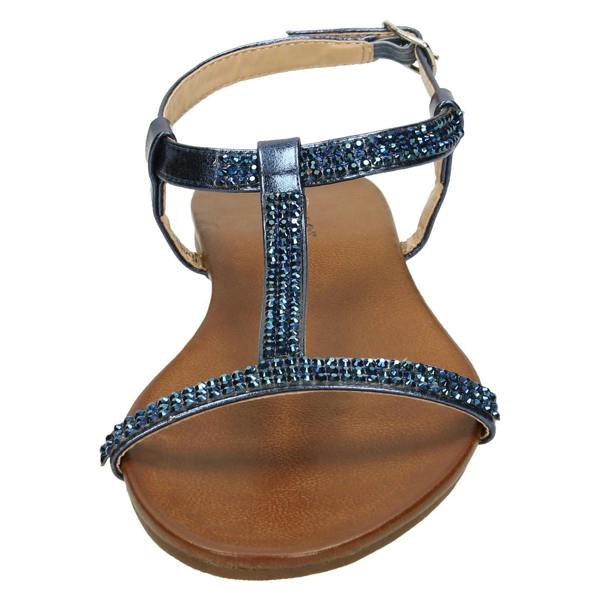 Spot On Ladies Spot On Flat Diamante T-Bar Sandals