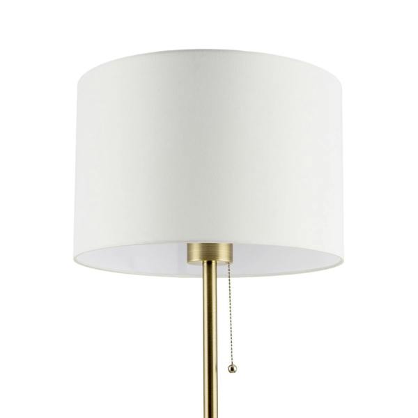 Classic Antique Brass Floor Lamp with Pull Switch and Cotton Shade Image 8