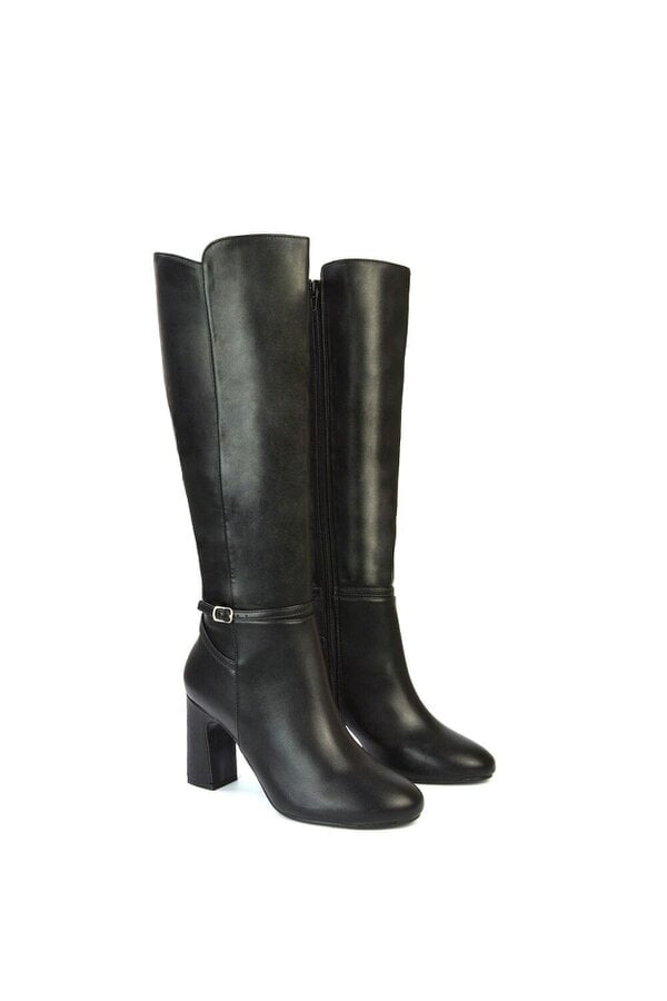 XY LONDON Knee High Boots With Block Mid Heel