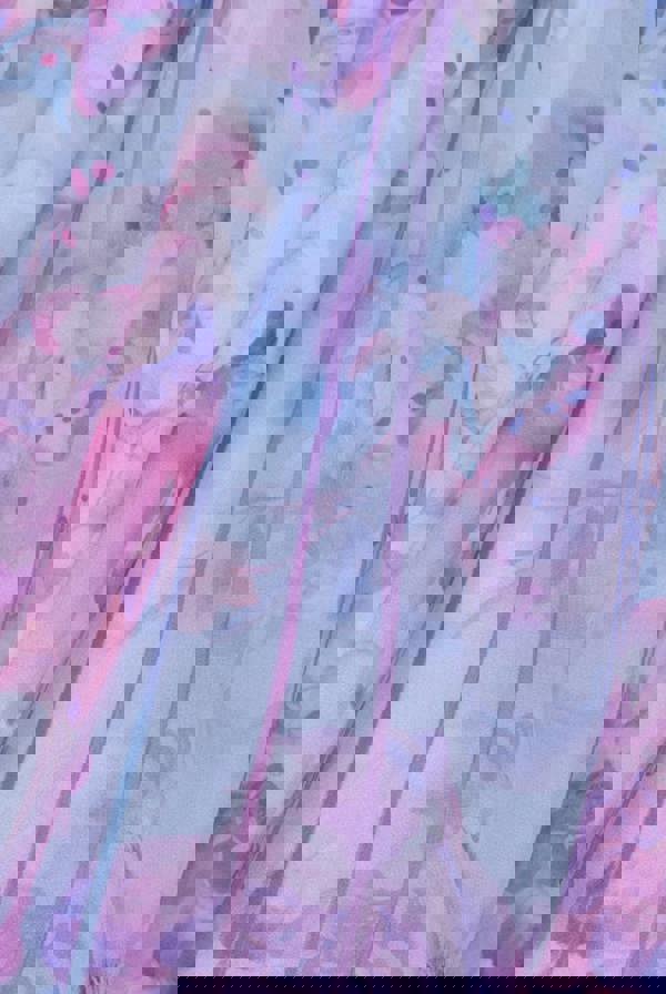 Printed Silky Chiffon Flutter Sleeve Maxi Dress - Blue DR4579