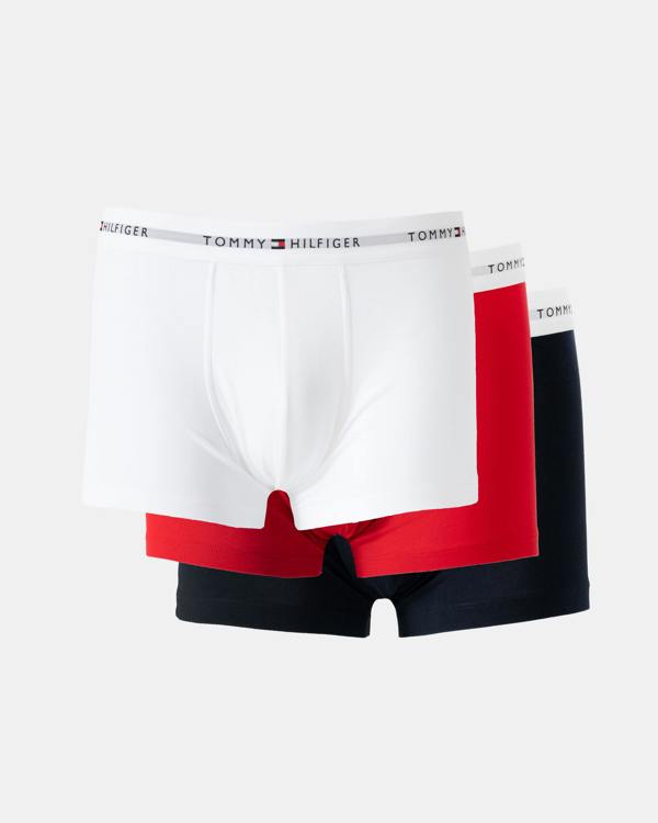 Tommy Hilfiger 3 Pack Mens Trunks - Primary Red/White/Desert Sky