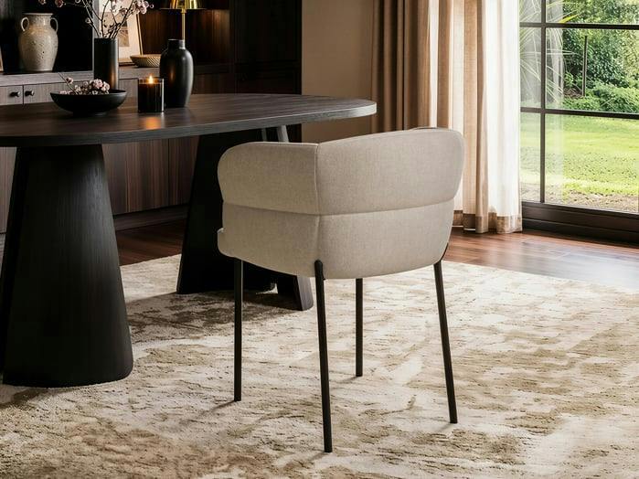 SOLACE+CO Elise Set of 2 Curved Upholstered Dining Chairs Beige