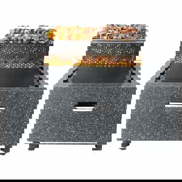 Gardenwize MGO Square Firepit BBQ – 2-in-1 Outdoor Fire Bowl with Grill