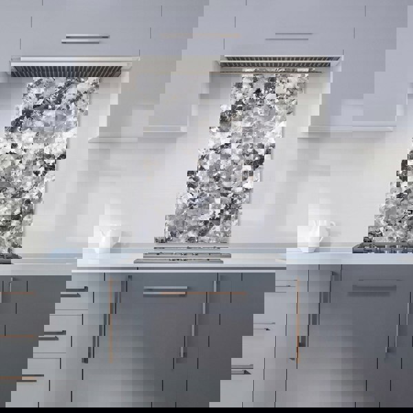 Warren Reed - Designer Silver And Black Quartz Effect Kitchen Splashback