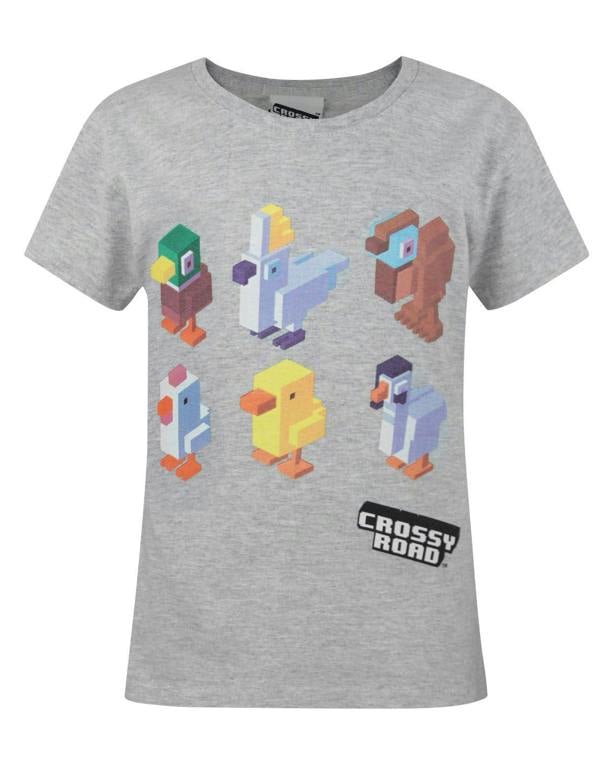 Crossy Road Girls Grey Short Sleeved T-Shirt