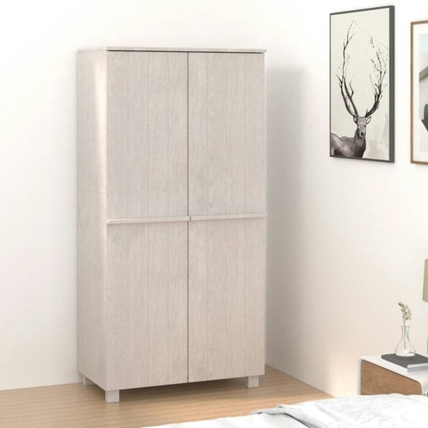 Berkfield Wardrobe HAMAR White 89x50x180 cm Solid Wood Pine