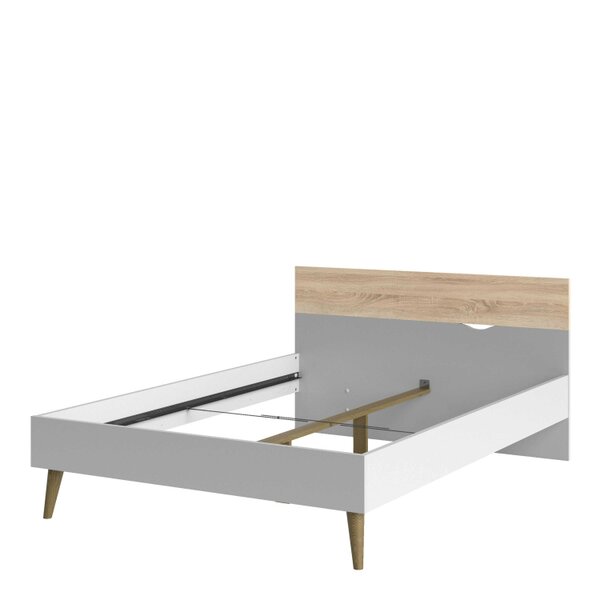 Wyld Haus Sapporo 4ft6 Double Bed Frame White and Natural Oak Wood Effect