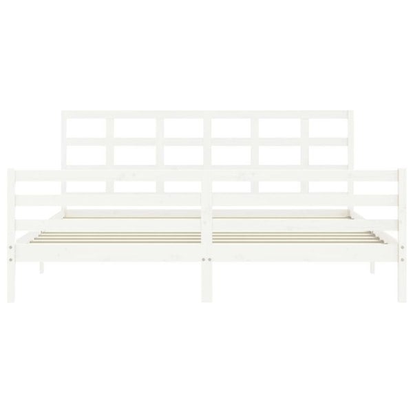 Berkfield Bed Frame with Headboard White 200x200 cm Solid Wood