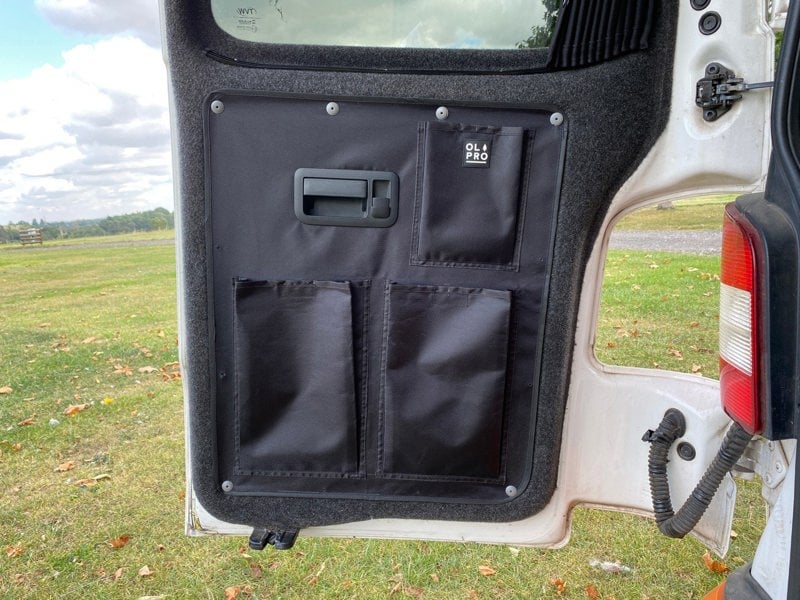 An image of the left hand side of the VW T5/T6 Barn Door Storage Organiser.