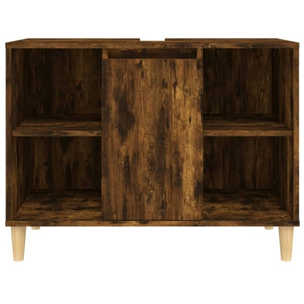 Berkfield Sink Cabinet Smoked Oak 80x33x60 cm Engineered Wood