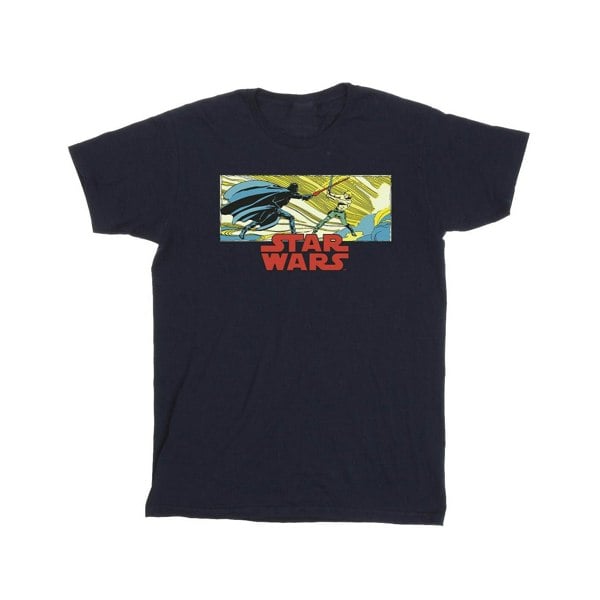Star Wars Mens Comic Strip Luke And Vader T-Shirt - Navy Blue