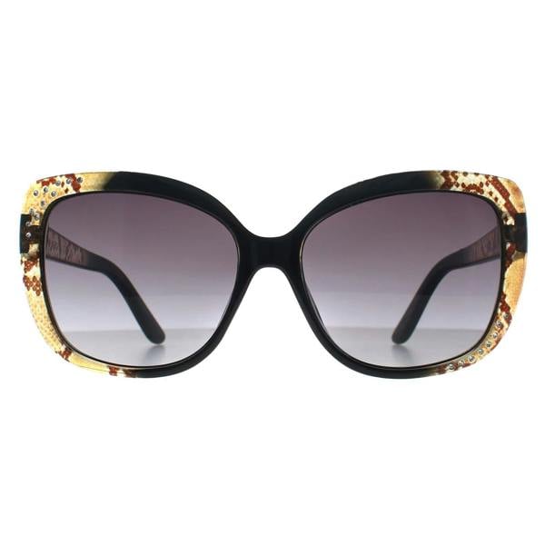 Guess Sunglasses GF0383 05B Black Fade Snakeskin Smoke Grey Gradient