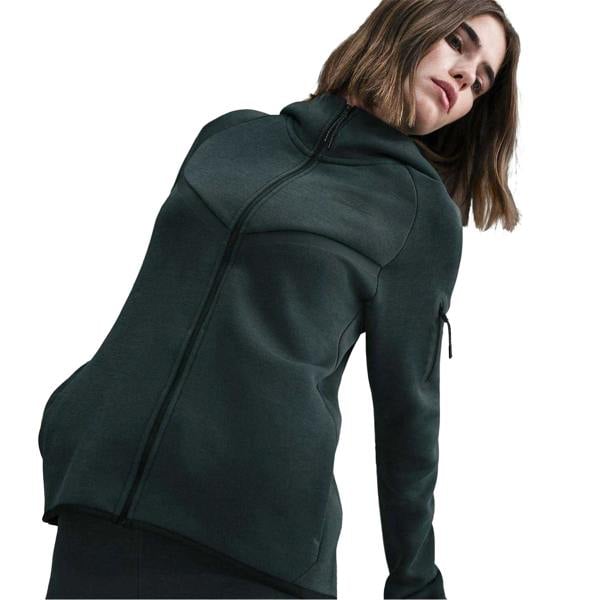 Nike Womens/Ladies Windrunner Fleece Full Zip Hoodie - Seaweed/Black - 