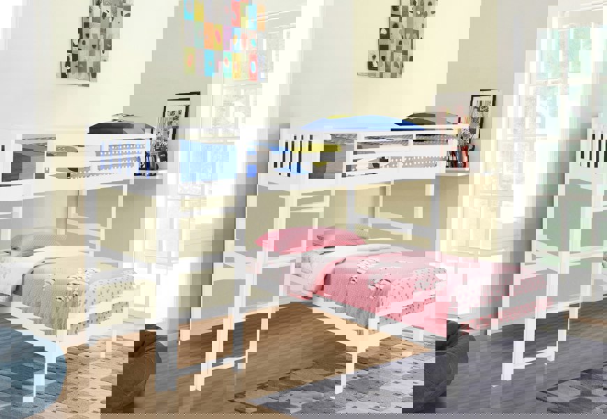 Comfy Living 3ft Wooden Combination Bunk Bed In Grey White Or Caramel Bedroom Kids Bedroom