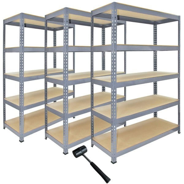 Monster Racking 3 x Q-Rax Grey Metal Racking Units 120 x 50 x 180cm