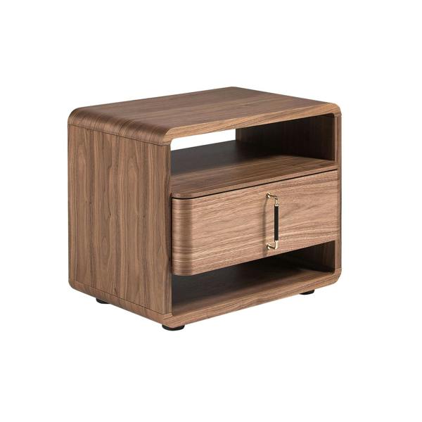 Angel Cerdá Walnut and Black Pvc Bedside Table 7225