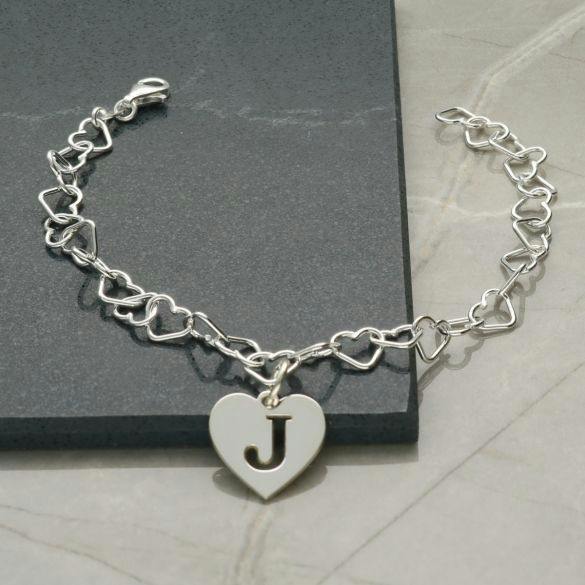 Christopher James of London Sterling Silver Anklet With Heart Initial Charm & Chain Choice - Light Heart