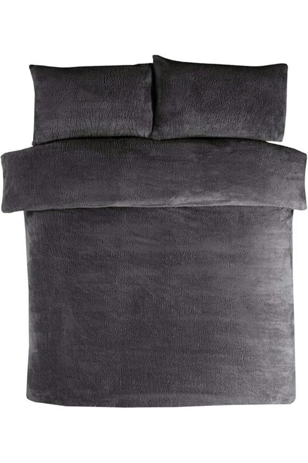 Dyzi Single Size Chevron Fleece Ultra Soft Duvet Cover Set Warm Bedding