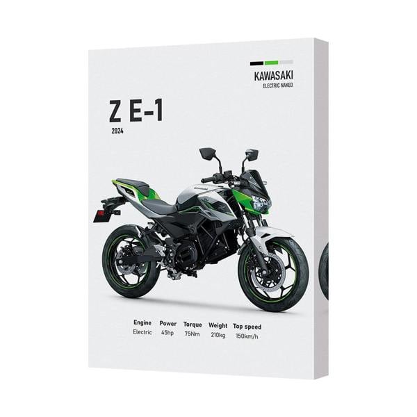 Benjamin Tate Design Kawasaki ZE1 Electric Naked Motorcycle Canvas Art Print