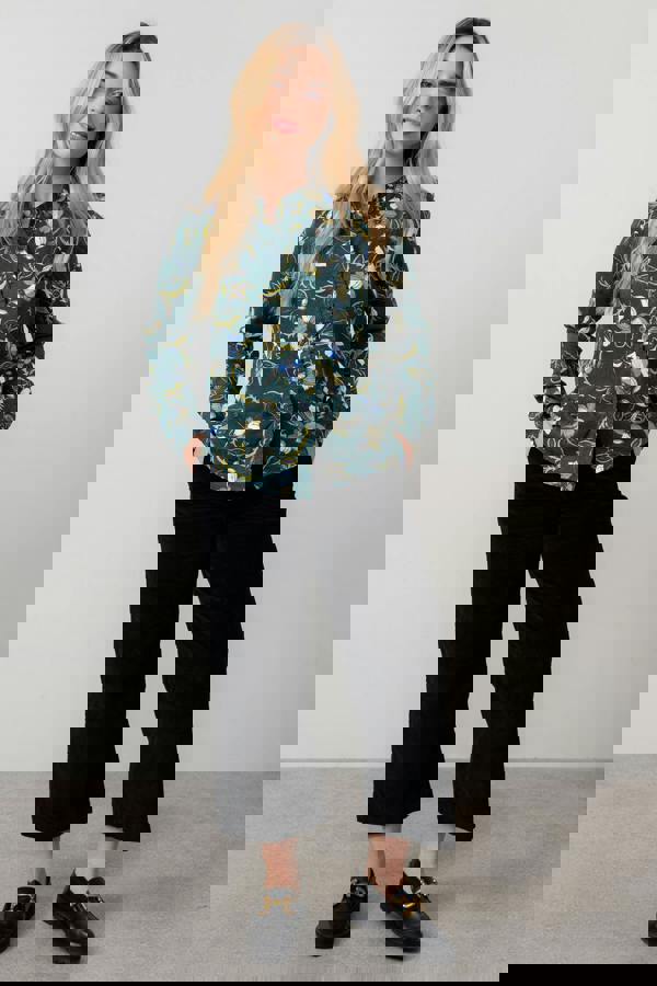 Lily & Me Sage Floral Print Frill Blouse Green