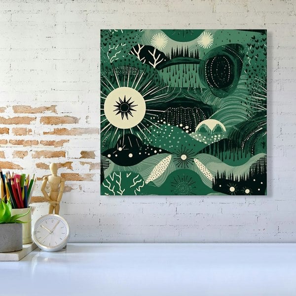 Warren Reed Abstract Green Moon Canvas