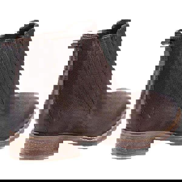 Hush Puppies Edith Womens Pull On Chelsea Dealer Ankle Boots, brown leather ankle boots with elastic side panels and a low stacked heel.